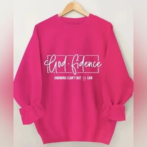 Ladies God-fidence Oversized Sweatshirt Hot Pink